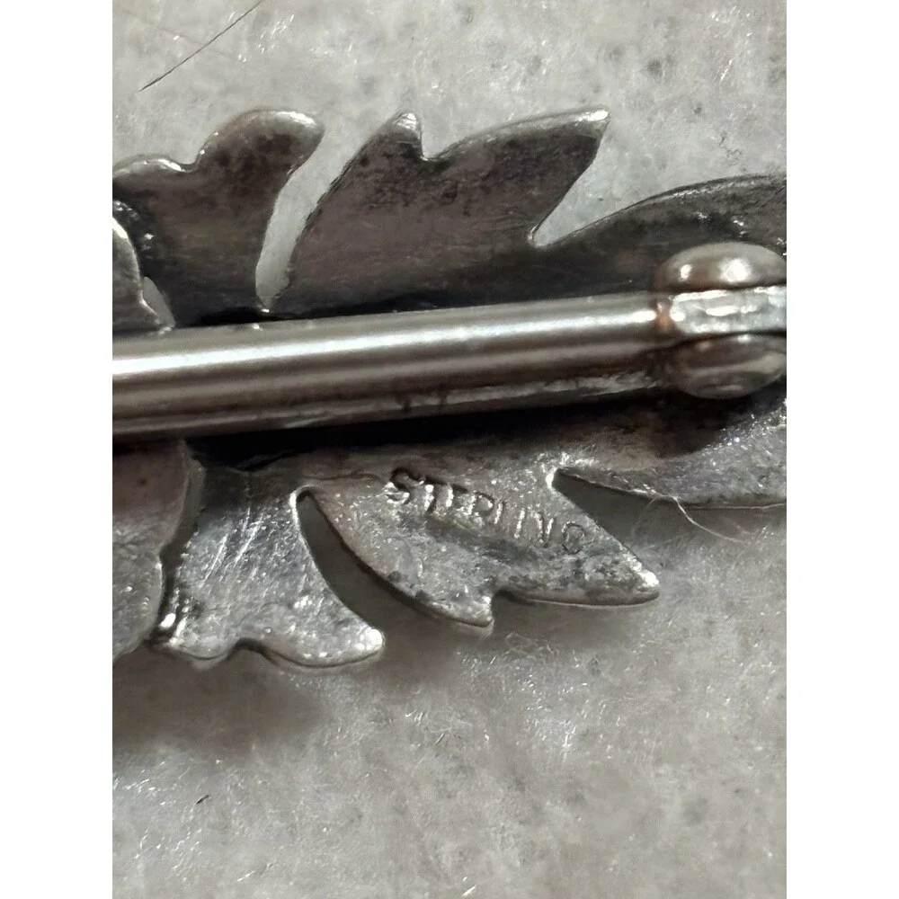 Vintage 925 Sterling Silver Marcasite 2 Brooch Pair Gecko Lizard Floral Bar Pins